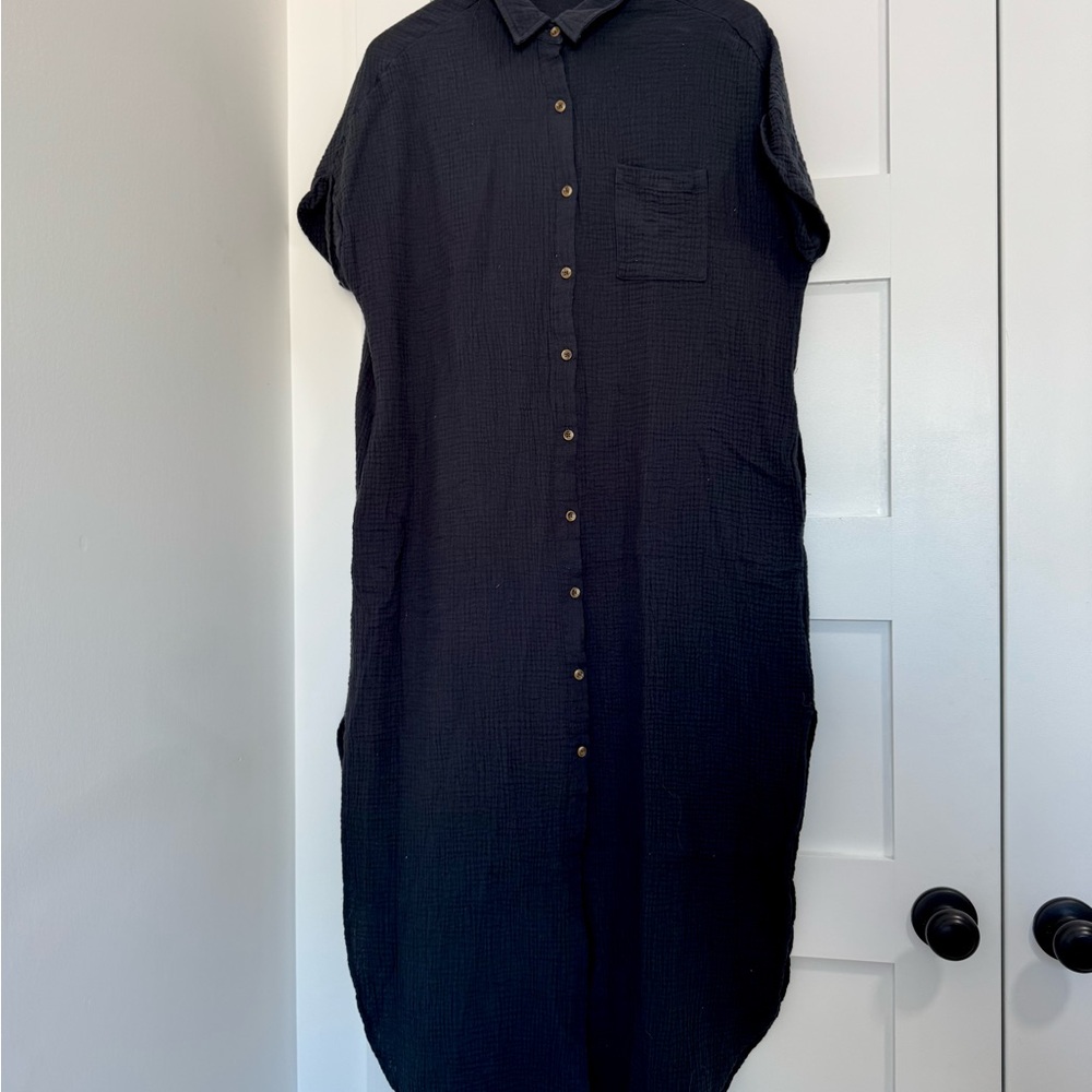 Bluivy Gauze 100% Cotton Maxi Shirt Dress